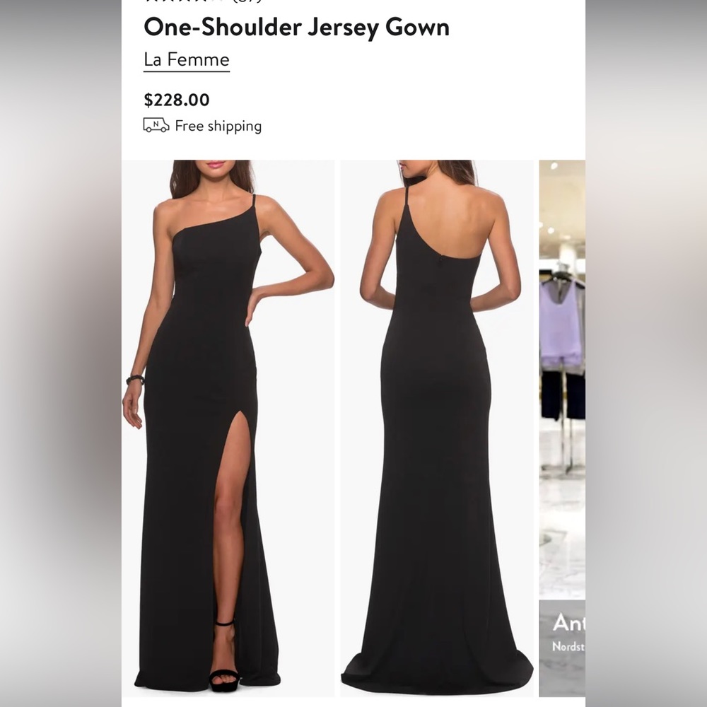 La Femme One-Shoulder Gown in black